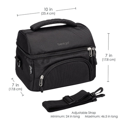Bentgo Deluxe Lunch Bag in Carbon Black. Dimensions image.