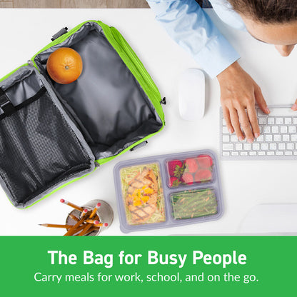 Bentgo Deluxe Lunch Bag in Green. Carry meals for work, school and on the go.
