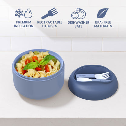 Bentgo® Bowl - Slate | Premium Insulation, Retractable Utensils, Dishwasher Safe, And BPA-Free Materials