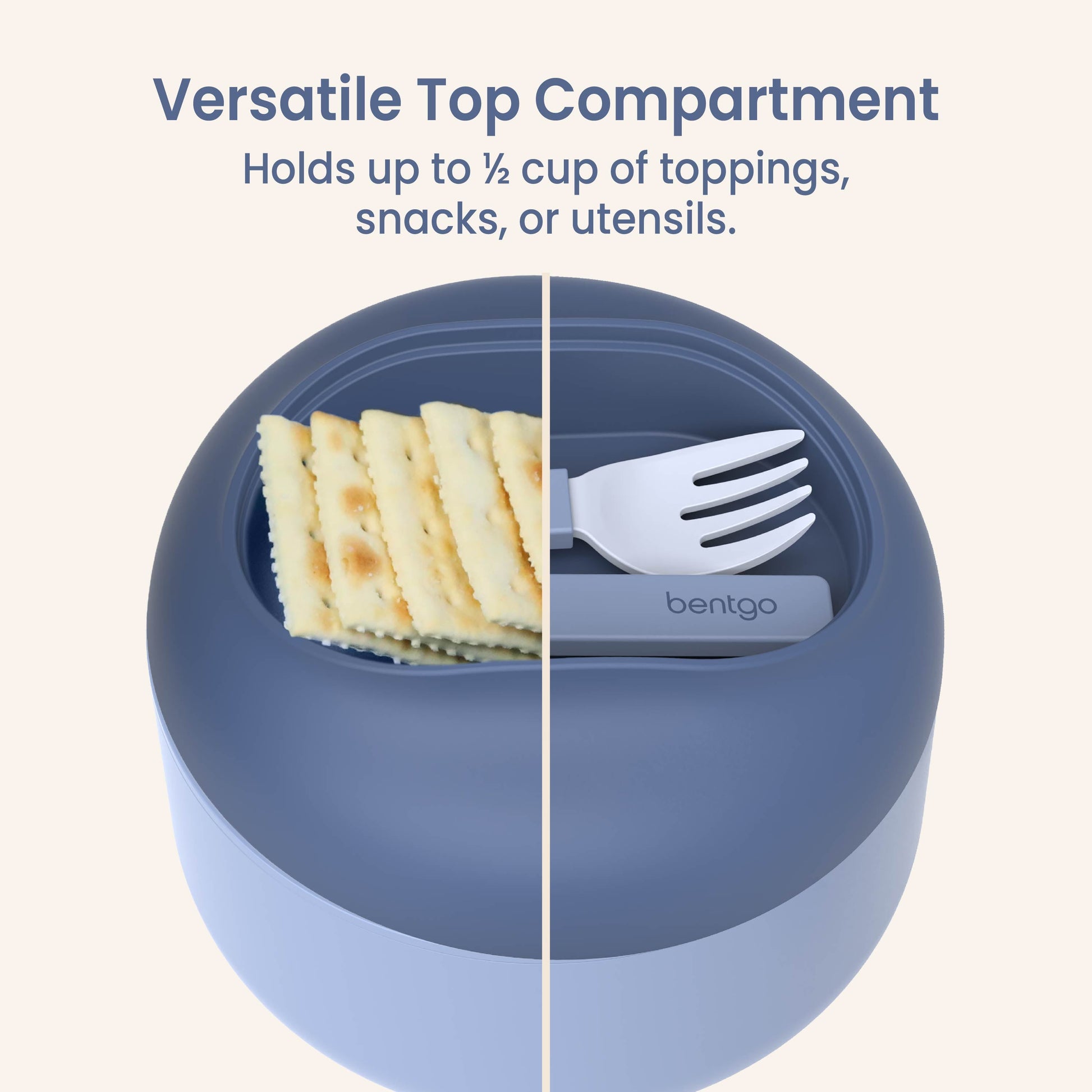 Bentgo® Bowl - Slate | Versatile Top Compartment - Holds Up To ½ Cup Of Toppings, Snacks, Or Utensils