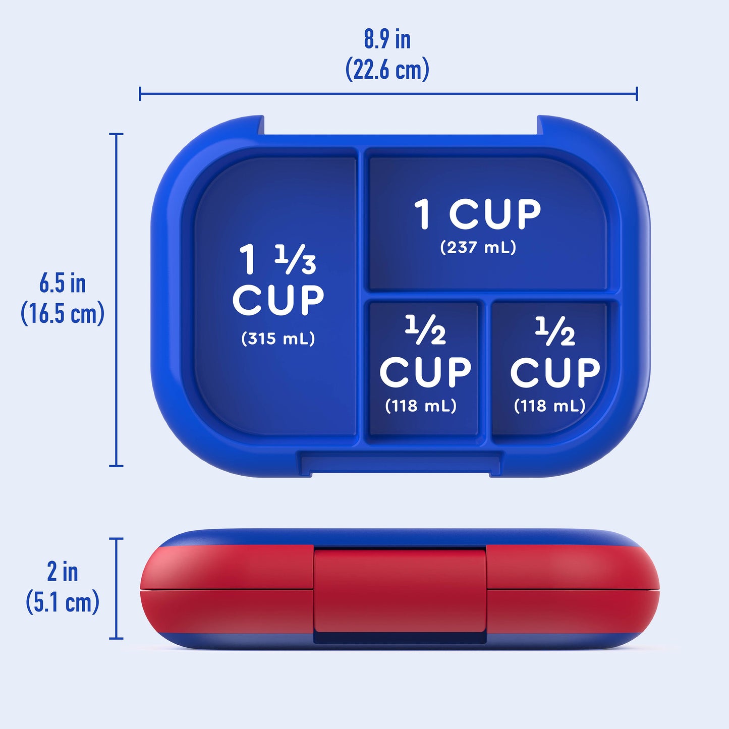 Bentgo® Chill Kids Lunch Box - Royally Blue | Product Dimensions