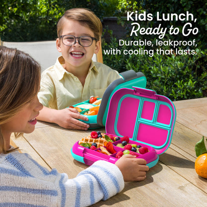 Bentgo® Chill Kids Lunch Box -Fuchsia/Teal| Kids Lunch, Ready To Go - Durable, Leakproof, with Cooling That Lasts