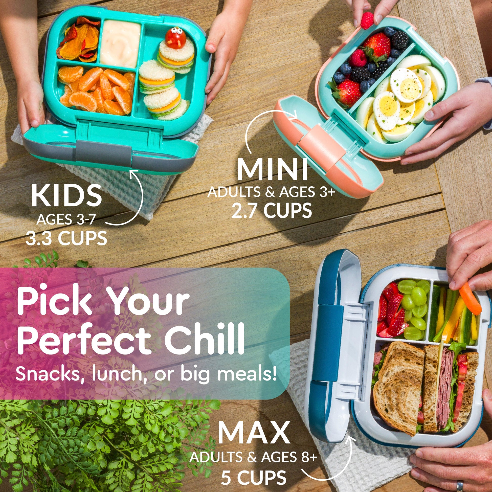 Bentgo® Chill Kids Lunch Box - Fuchsia/Teal | Pick Your Perfect Chill - Snacks, Lunch, Or Big Meals
