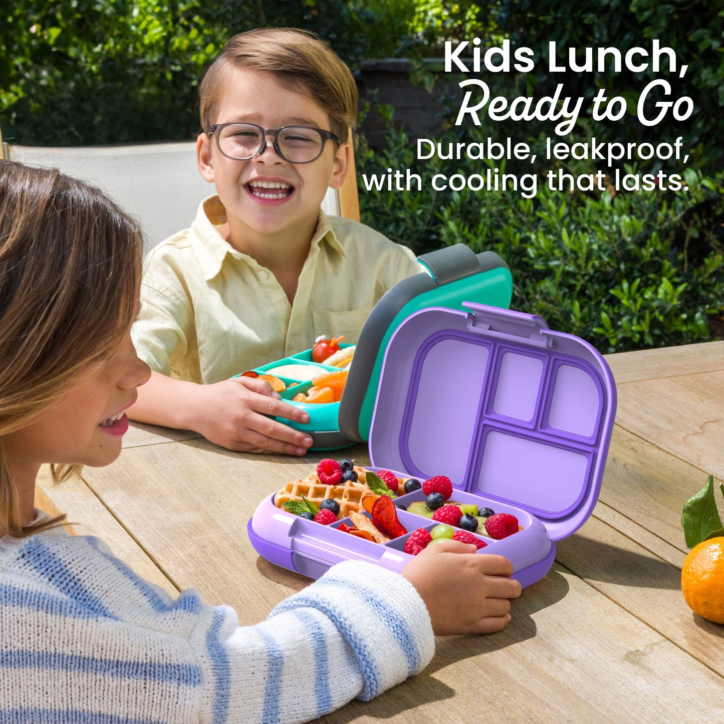 Bentgo® Chill Kids Lunch Box - Purple | Kids Lunch, Ready To Go - Durable, Leakproof, with Cooling That Lasts