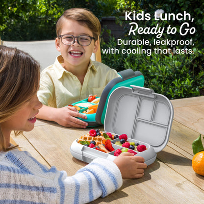 Bentgo® Chill Kids Lunch Box - Gray | Kids Lunch, Ready To Go - Durable, Leakproof, with Cooling That Lasts