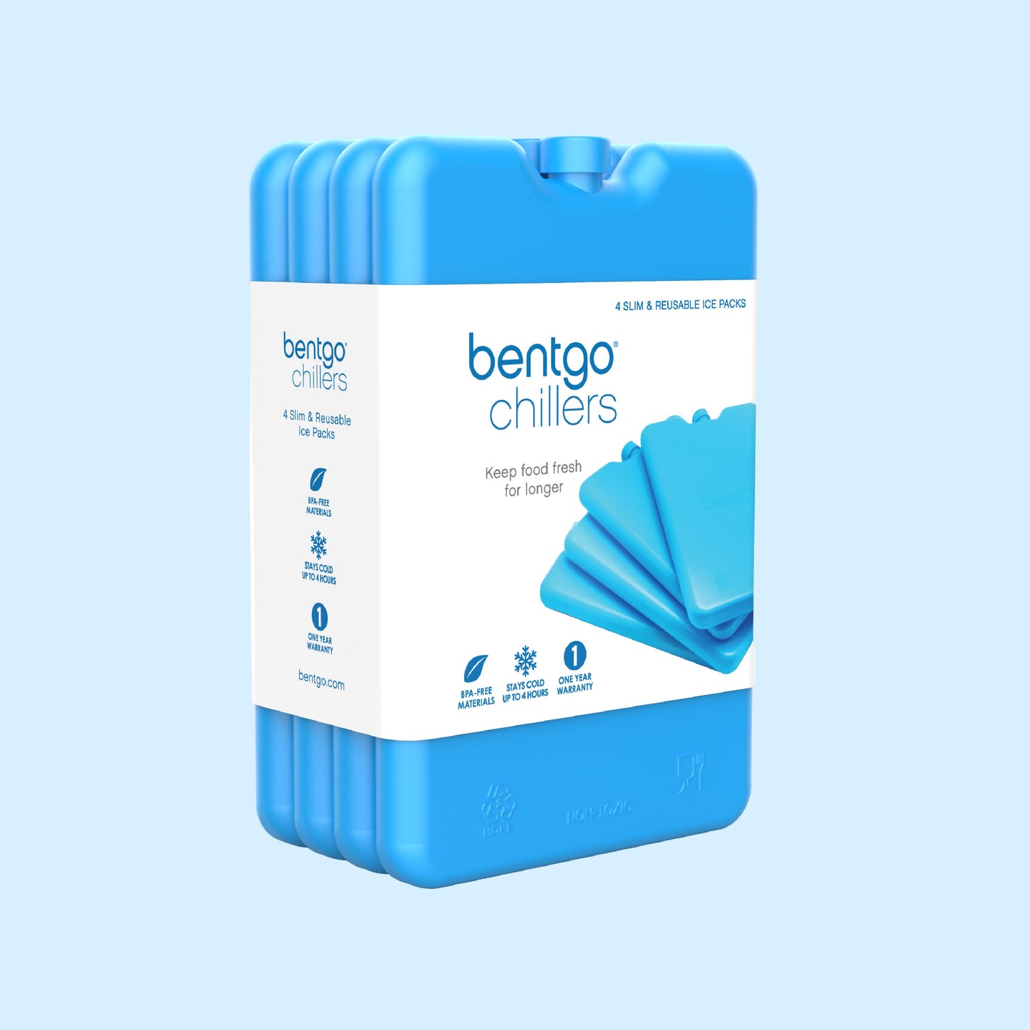 Bentgo Chillers Reusable Ice Packs (4-Pack) - Blue | Packaging