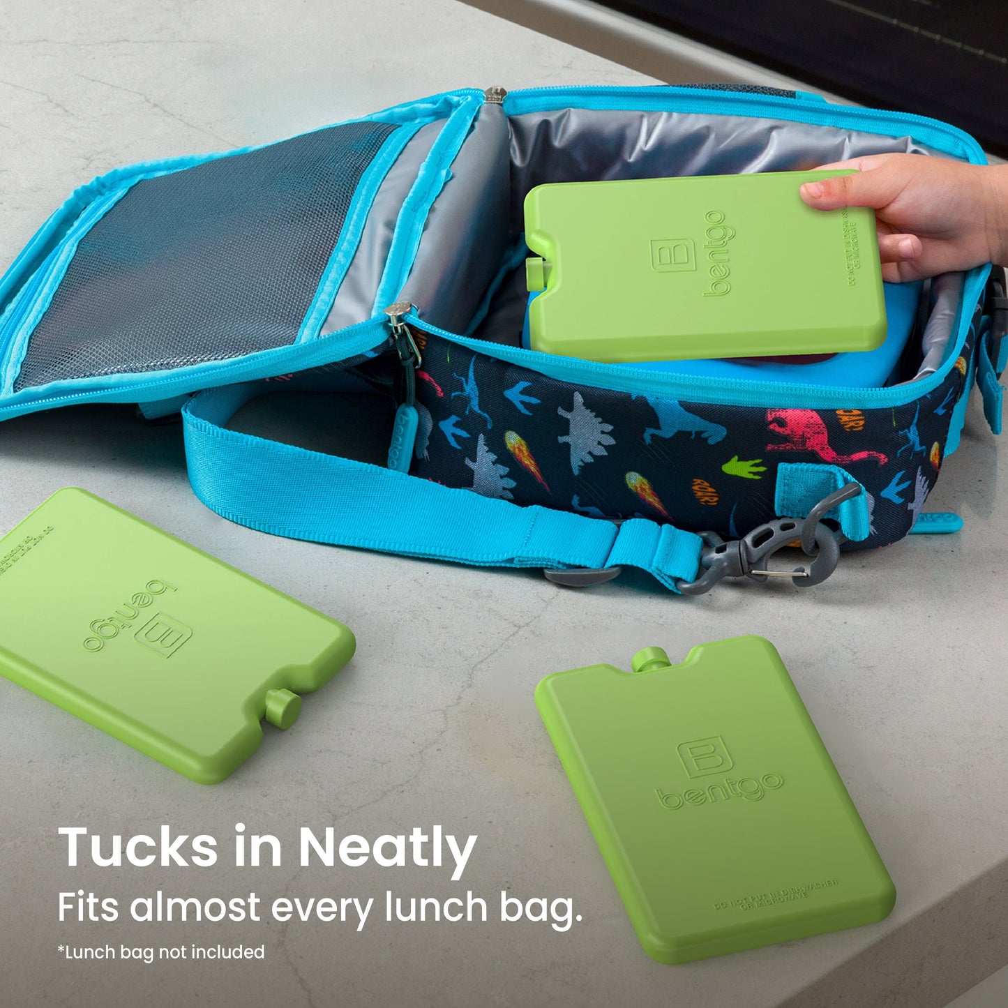 Bentgo Chillers Reusable Ice Packs (4-Pack) - Green | Tucks in Neatly - Fits Almost Every Lunch Bag