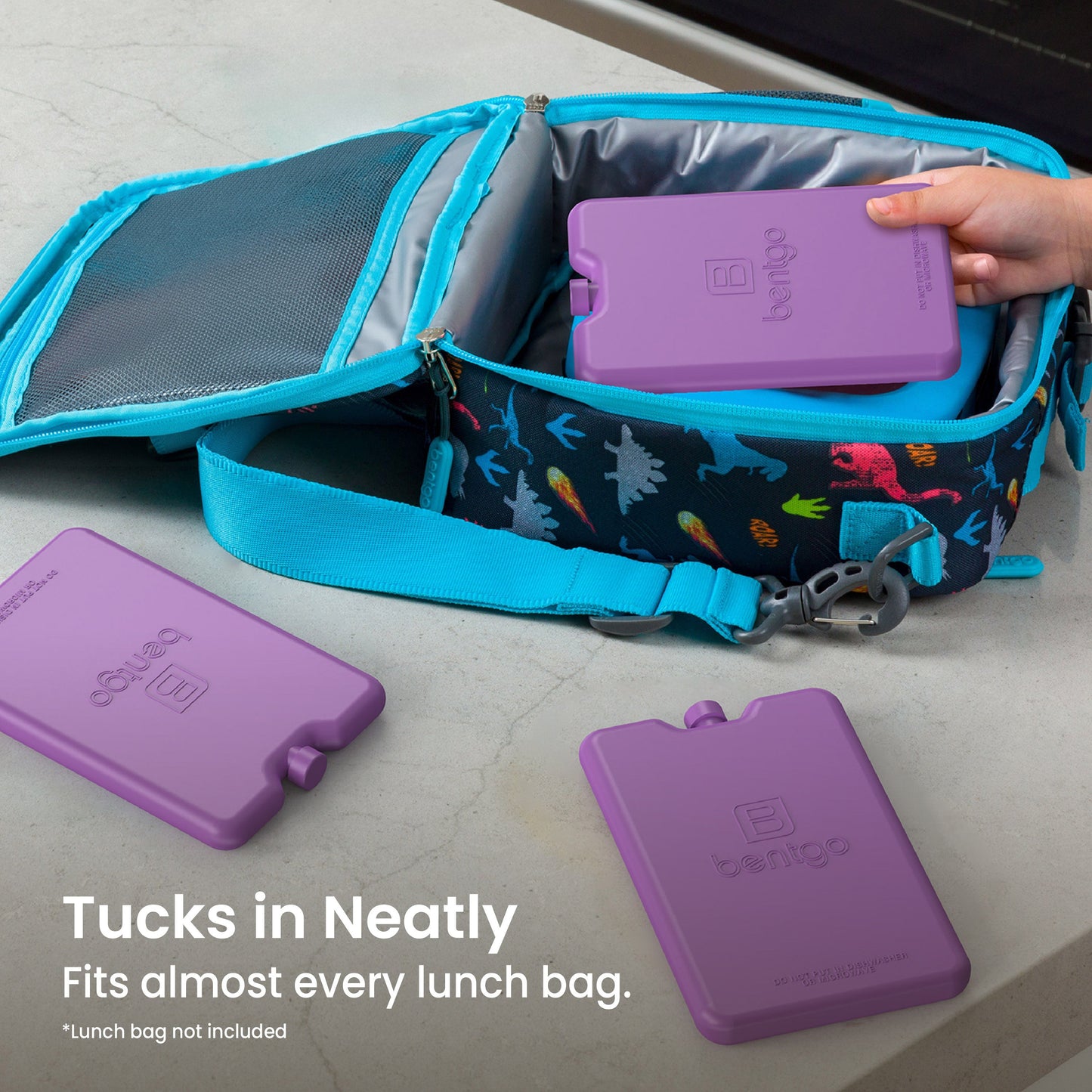Bentgo Chillers Reusable Ice Packs (4-Pack) - Purple | Tucks in Neatly - Fits Almost Every Lunch Bag
