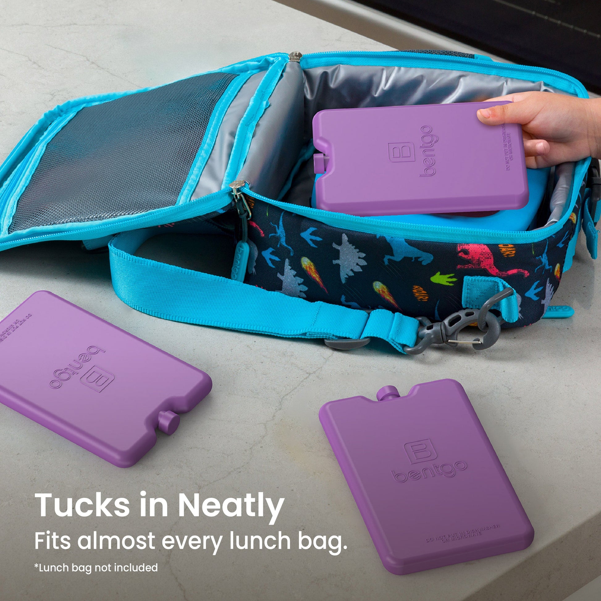 Bentgo Chillers Reusable Ice Packs (4-Pack) - Purple | Tucks in Neatly - Fits Almost Every Lunch Bag