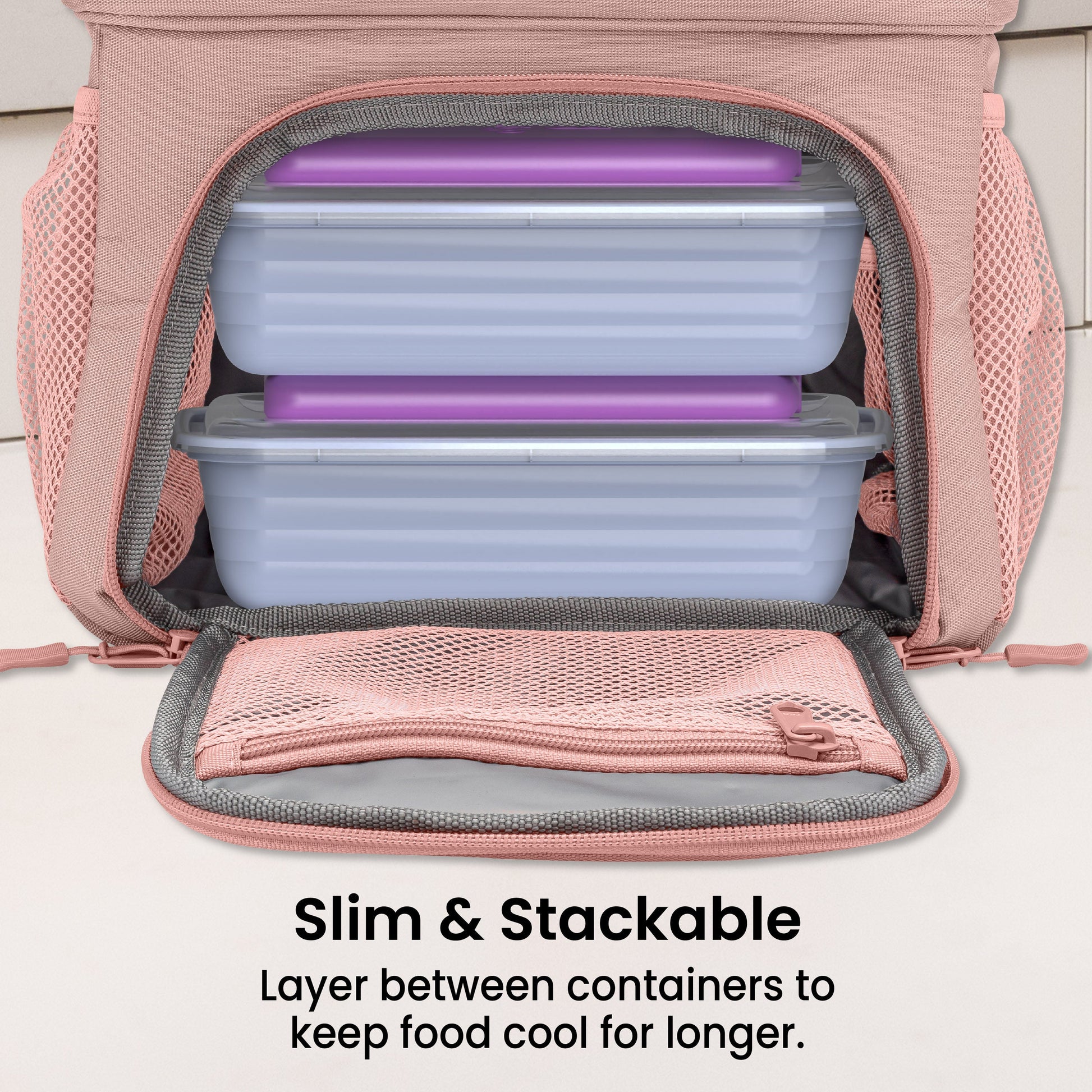 Bentgo Chillers Reusable Ice Packs (4-Pack) - Purple | Slim & Stackable - Layer Between Containers to Keep Food Cool for Longer