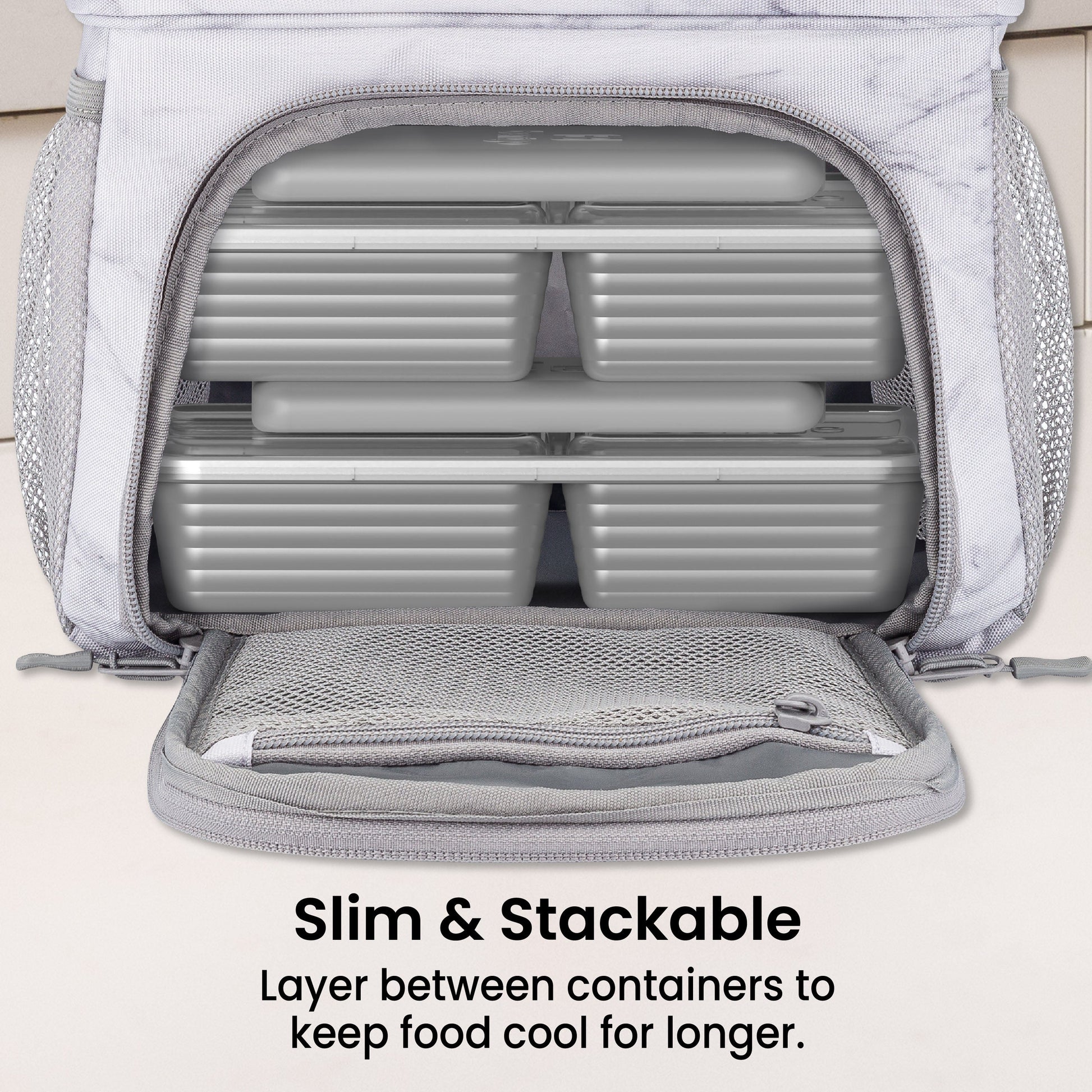 Bentgo Chillers Reusable Ice Packs (4-Pack) - Gray | Slim & Stackable - Layer Between Containers to Keep Food Cool for Longer