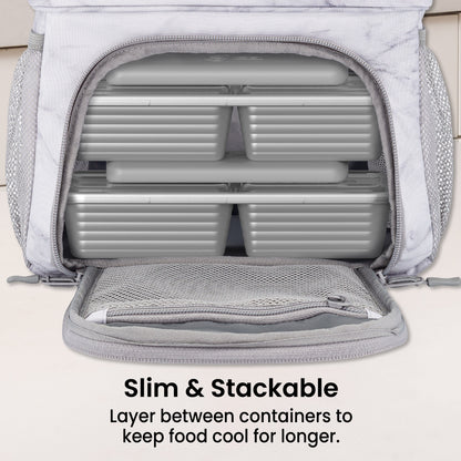 Bentgo Chillers Reusable Ice Packs (4-Pack) - Gray | Slim & Stackable - Layer Between Containers to Keep Food Cool for Longer