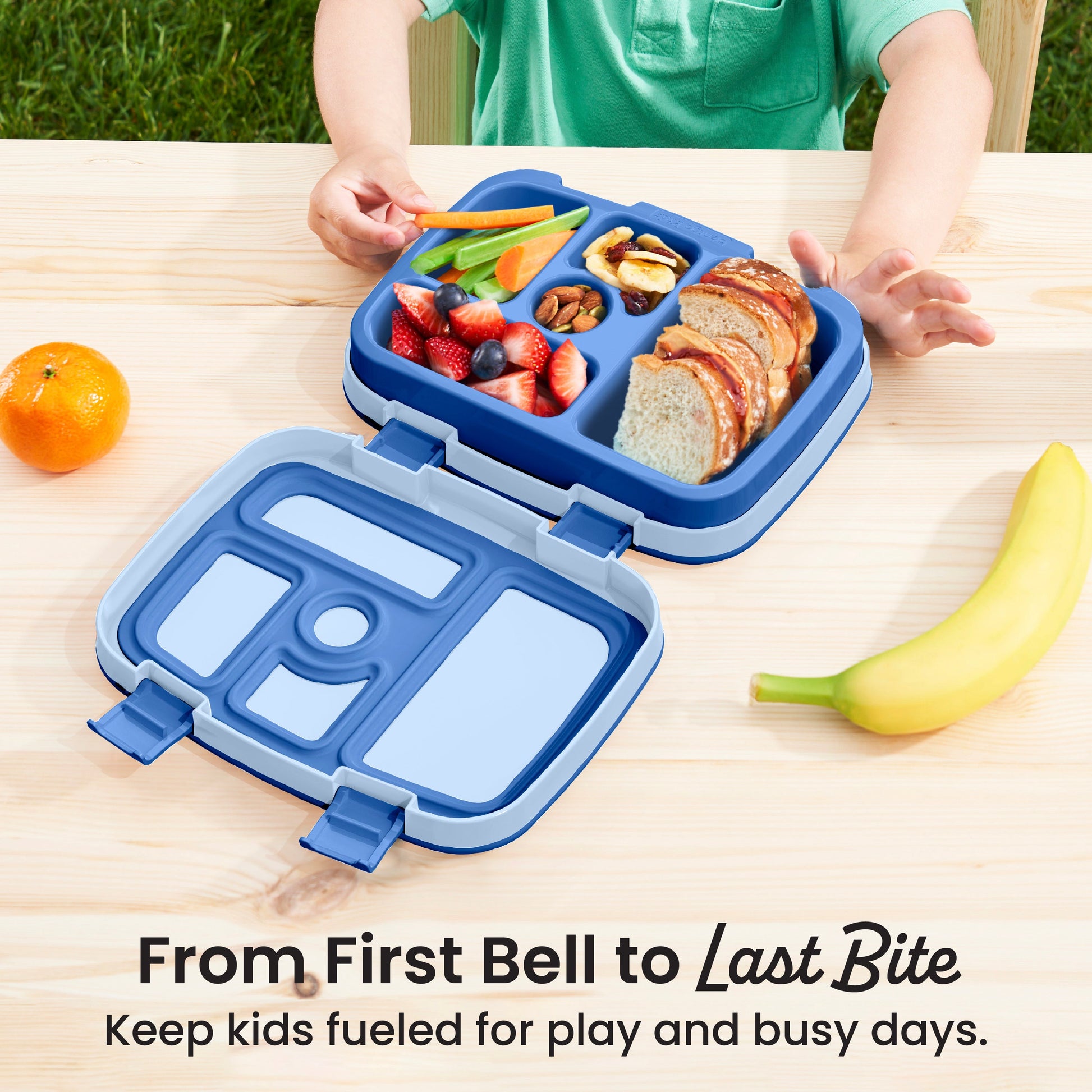 Bentgo® Kids Lunch Box - Blue | From First Bell to Last Bite - Keep Kids Fueled for Play and Busy Days