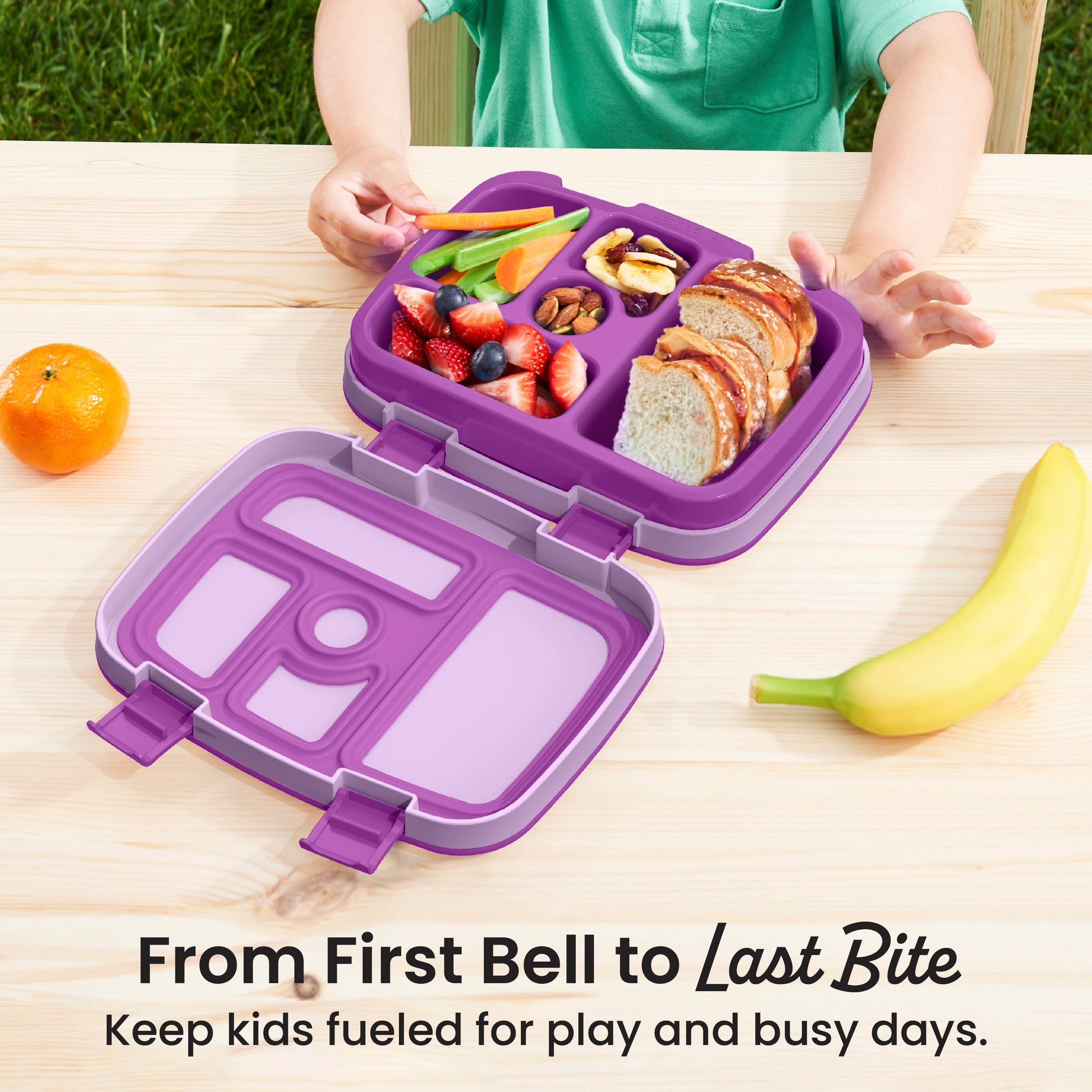 Bentgo® Kids Lunch Box - Purple | From First Bell to Last Bite - Keep Kids Fueled for Play and Busy Days
