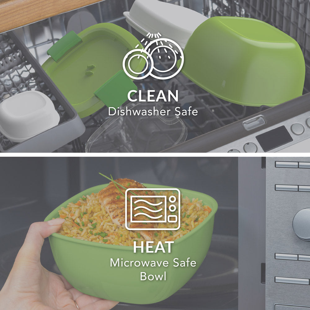 Bentgo® All-in-One Salad Container - Green | Dishwasher Safe and Microwave Safe