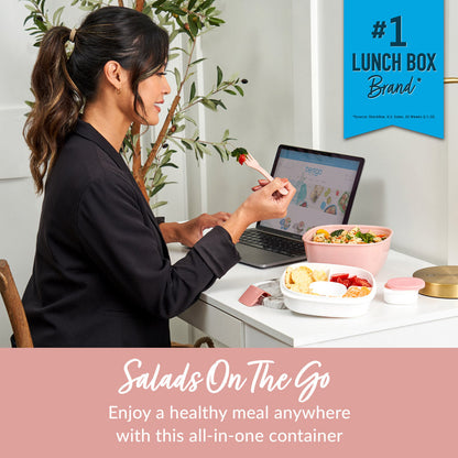 Bentgo® All-in-One Salad Container - Blush Marble | No Soggy Salads - Leak-Proof Cup Keeps Dressing Separated Until It’s Time To Eat!
