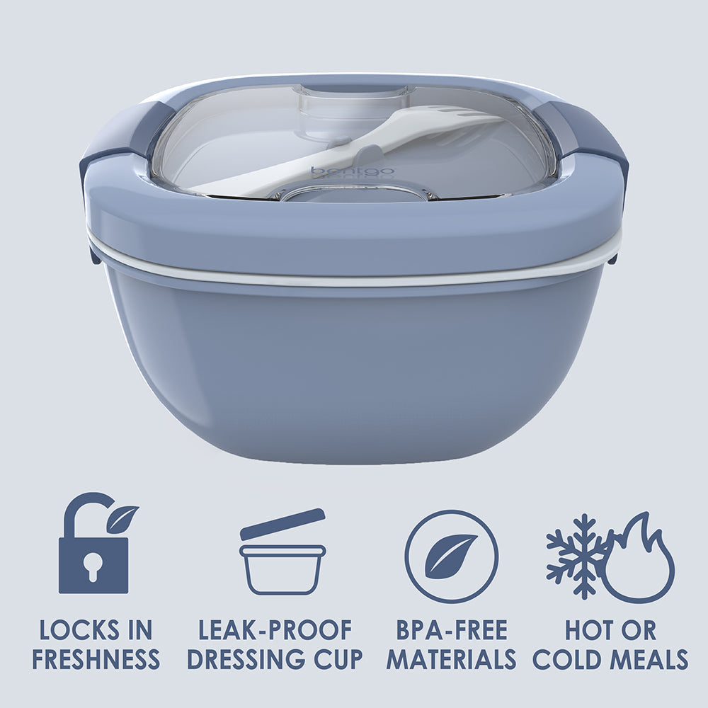 Bentgo® All-in-One Salad Container - Slate | Locks In Freshness, Leak-Proof Dressing Cup, BPA-Free Materials, And Great For Hot Or Cold Meals