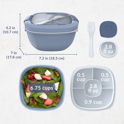 Bentgo® All-in-One Salad Container - Slate | Dimensions And What’s In The Box