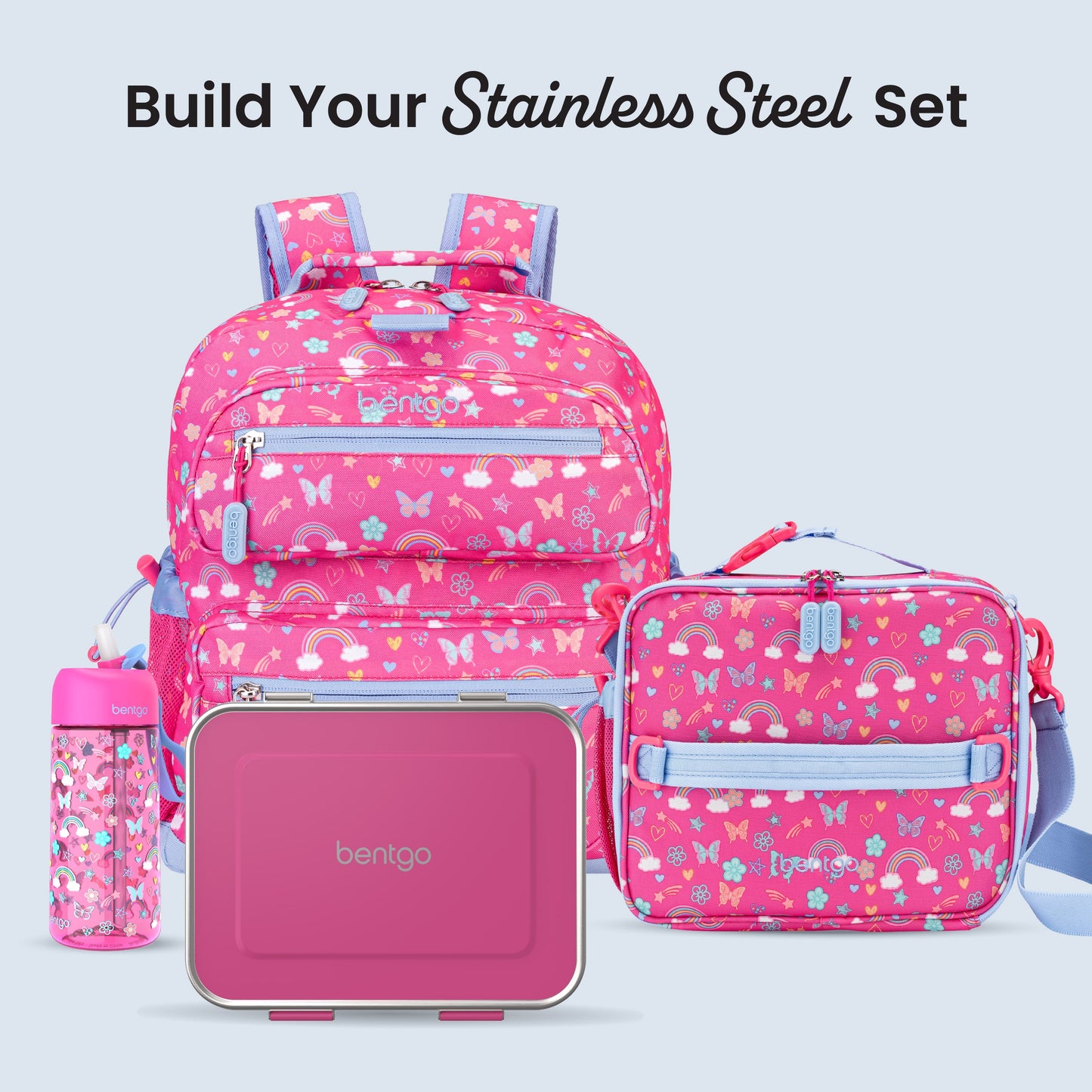 Bentgo Kids Stainless Steel Lunch Box (2-Pack) - Fuchsia | Build Your Stainless Steel Set