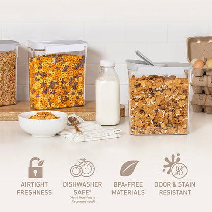 Bentgo® Pantry Airtight Cereal Containers (6-pcs) - White Stone | Airtight Freshness, Dishwasher Safe, Made With BPA-Free Materials, And Odor & Stain Resistant