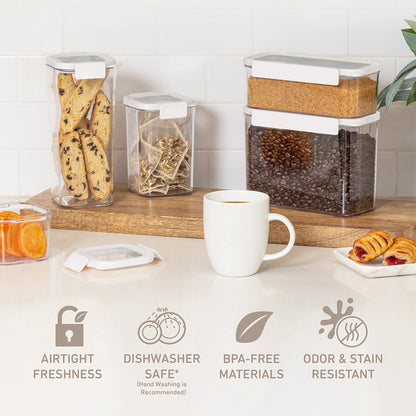 Bentgo® Pantry Airtight Dry Food Storage Containers (10-pcs) - Snow | Airtight Freshness, Dishwasher Safe, Made With BPA-Free Materials, And Odor & Stain Resistant