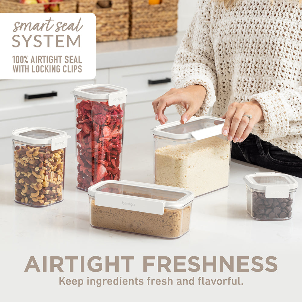Bentgo® Pantry Airtight Dry Food Storage Containers (10-pcs) - Snow | Airtight Freshness - Keep Ingredients Fresh And Flavorful