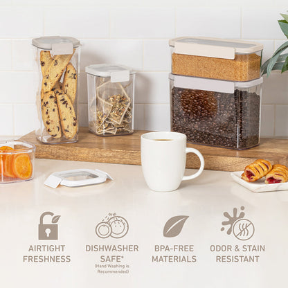 Bentgo® Pantry Airtight Dry Food Storage Containers (10-pcs) - White Stone | Airtight Freshness, Dishwasher Safe, Made With BPA-Free Materials, And Odor & Stain Resistant