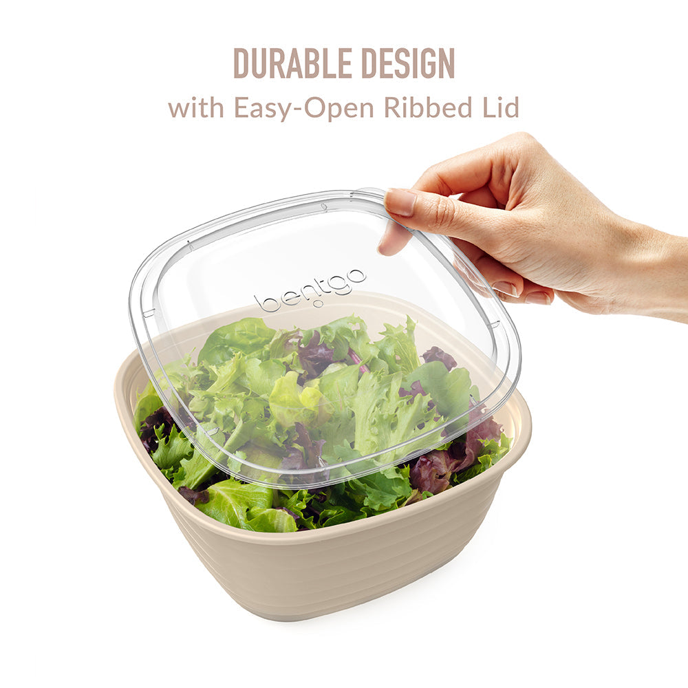 Bentgo® Prep 1-Compartment Bowls - Tan Stone | Durable Design With Easy-Open Ribbed Lid