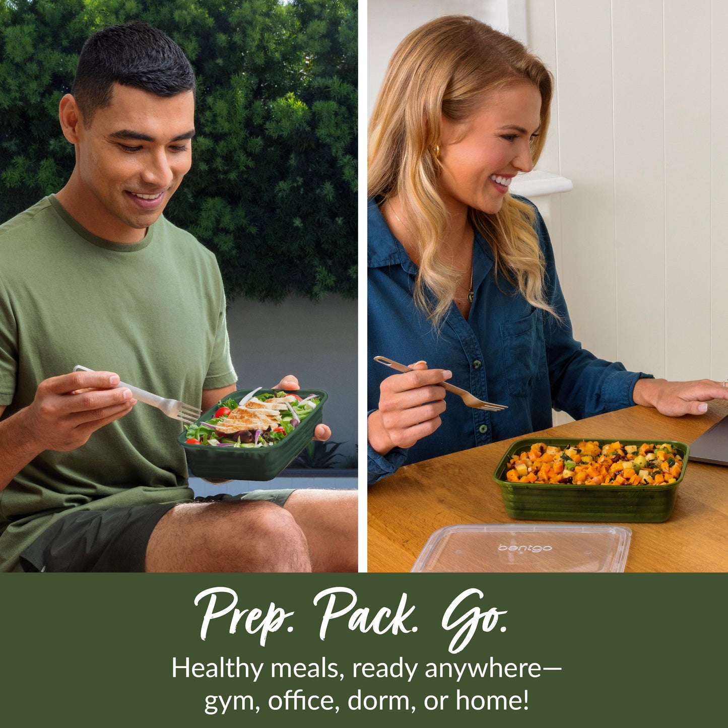 Bentgo® Prep 1-Compartment Meal Prep Containers (20-Piece) - Khaki Green | Prep. Pack. Go. - Healthy Meals, Ready Anywhere - Gym, Office, Dorm, Or Home!