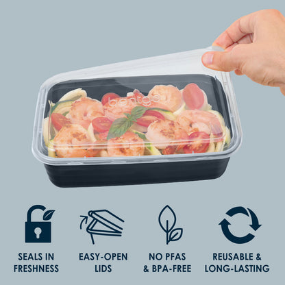 Bentgo® Prep 1-Compartment Meal Prep Containers (20-Piece) - Navy Blue | Seals In Freshness, Easy-Open Lids, NO PFAS & BPA-Free, Reusable & Long-Lasting