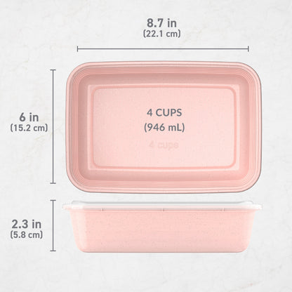 Bentgo® Prep 1-Compartment Meal Prep Containers (20-Piece) - Peony Glitter | Dimensions