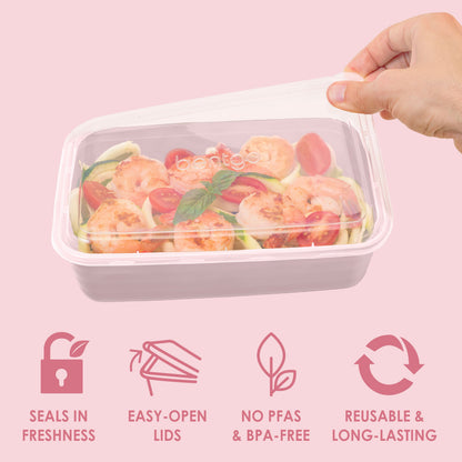 Bentgo® Prep 1-Compartment Meal Prep Containers (20-Piece) - Blush Pink | Seals In Freshness, Easy-Open Lids, NO PFAS & BPA-Free, Reusable & Long-Lasting