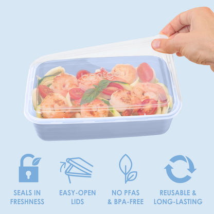 Bentgo® Prep 1-Compartment Meal Prep Containers (20-Piece) - Periwinkle | Seals In Freshness, Easy-Open Lids, NO PFAS & BPA-Free, Reusable & Long-Lasting