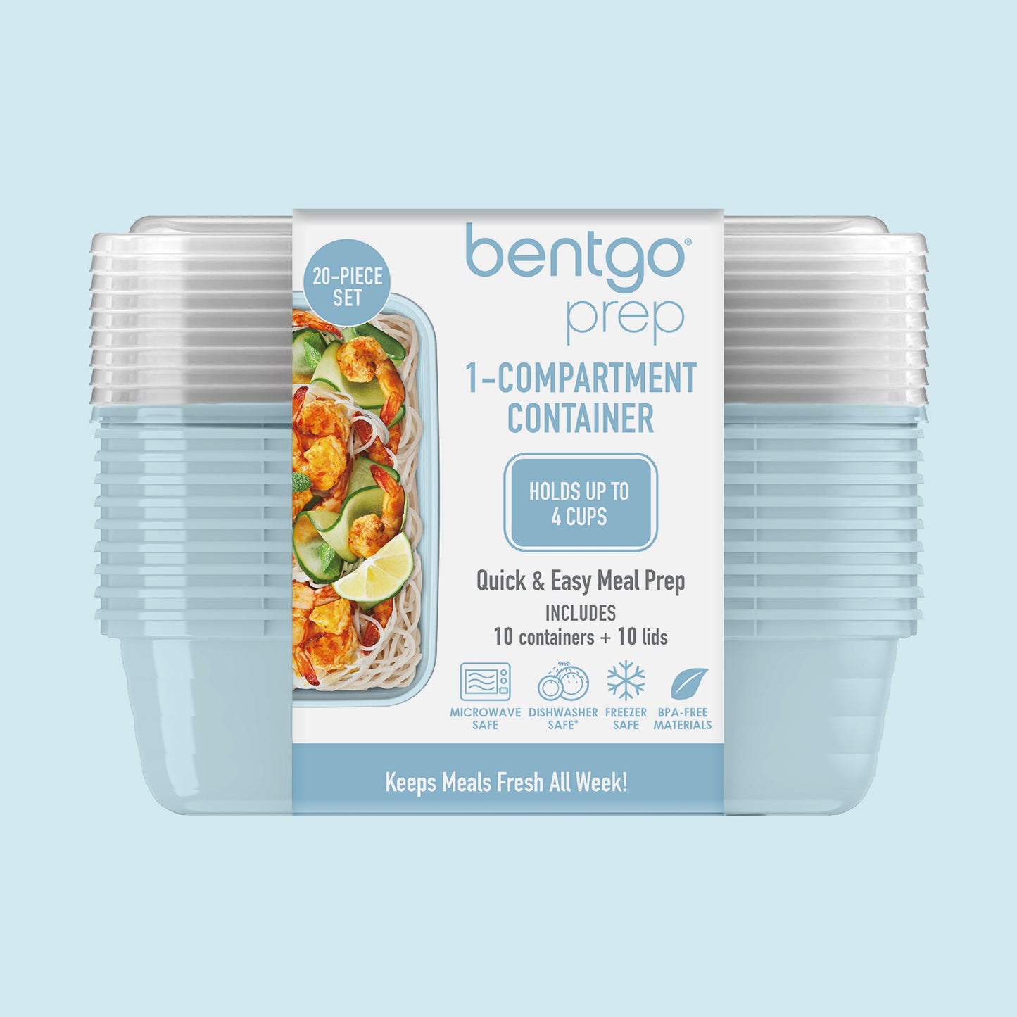 Bentgo® Prep 1-Compartment Meal Prep Containers (20-Piece) - Sky | Packaging