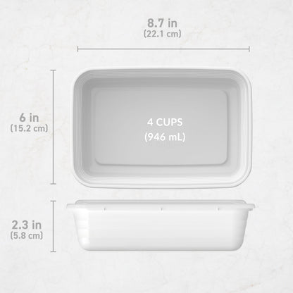 Bentgo® Prep 1-Compartment Meal Prep Containers (20-Piece) - White | Dimensions