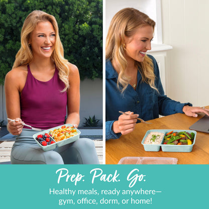 Bentgo® Prep 2-Compartment Meal Prep Containers (20-Piece) - Mint | Prep. Pack. Go. - Healthy Meals, Ready Anywhere - Gym, Office, Dorm, Or Home!