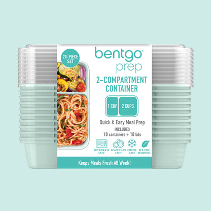 Bentgo® Prep 2-Compartment Meal Prep Containers (20-Piece) - Mint | Packaging