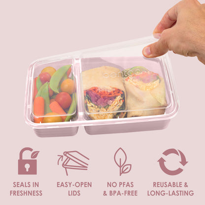 Bentgo® Prep 2-Compartment Meal Prep Containers (20-Piece) - Blush Pink | Seals In Freshness, Easy-Open Lids, NO PFAS & BPA-Free, Reusable & Long-Lasting