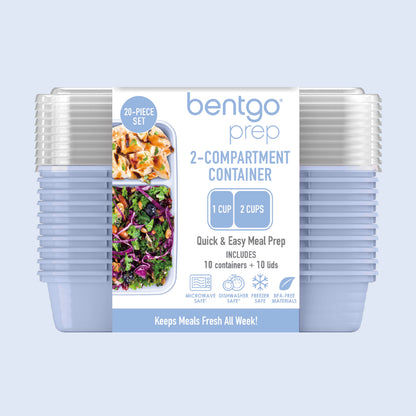 Bentgo® Prep 2-Compartment Meal Prep Containers (20-Piece) - Periwinkle | Packaging