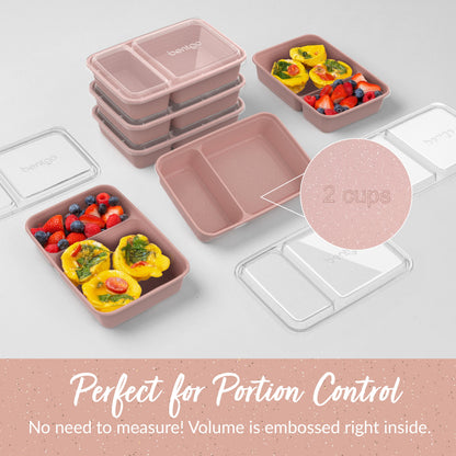 Bentgo® Prep 2-Compartment Meal Prep Containers (20-Piece) - Sweet Pea Glitter | Perfect For Portion Control - No Need To Measure! Volume Is Embossed Right Inside