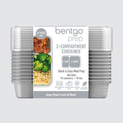 Bentgo® Prep 2-Compartment Meal Prep Containers (20-Piece) - Silver | Packaging