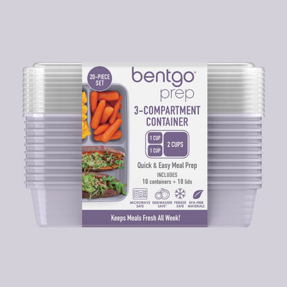 Bentgo® Prep 3-Compartment Meal Prep Containers (20-Piece) - Lilac | Packaging