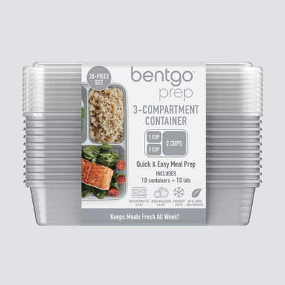 Bentgo® Prep 3-Compartment Meal Prep Containers (20-Piece) - Silver | Packaging