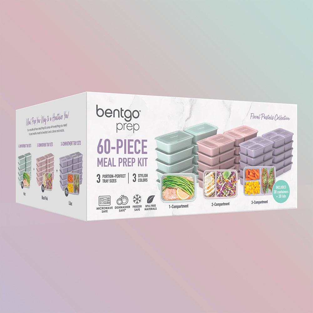 Bentgo® Prep 60-Piece Meal Prep Kit - Floral Pastels | Packaging