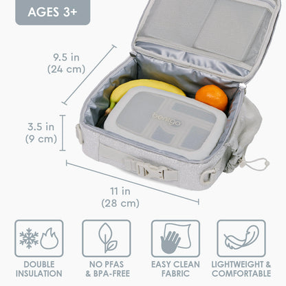 Bentgo® Kids Lunch Bag - Silver Glitter | Double Insulation, NO PFAS & BPA-Free, Easy Clean Fabric, Lightweight & Comfortable