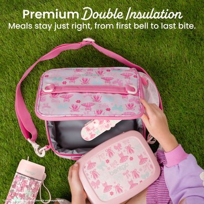 Bentgo Kids Prints Lunch Bag - Ballet and Bows | Premium Double Insulation - Meals Stay Just Right, From First Bell To Last Bite