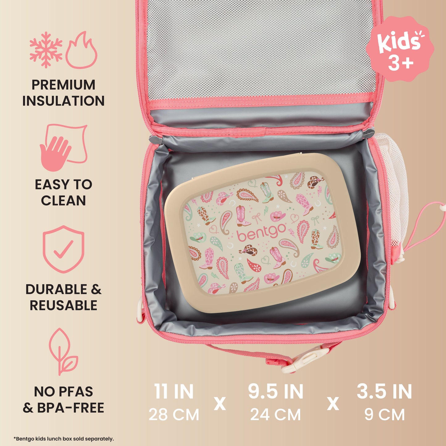 Bentgo Kids Prints Lunch Bag - Cowgirl Dreams | Premium Insulation, Easy To Clean, Durable & Reusable, No PFAs & BPA-Free