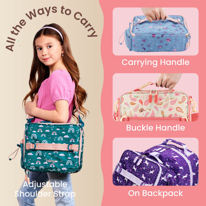 Bentgo Kids Prints Lunch Bag - Cowgirl Dreams | All The Ways To Carry - Carrying Handle, Buckle Handle, On Backpack, And Adjustable Shoulder Strap
