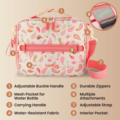 Bentgo Kids Prints Lunch Bag - Cowgirl Dreams | Adjustable Buckle Handle, Mesh Pocket For Water Bottle, Carrying Handle,Water-Resistant Fabric, Durable Zipper, Multiple Attachments, Adjustable Strap, And Interior Pocket