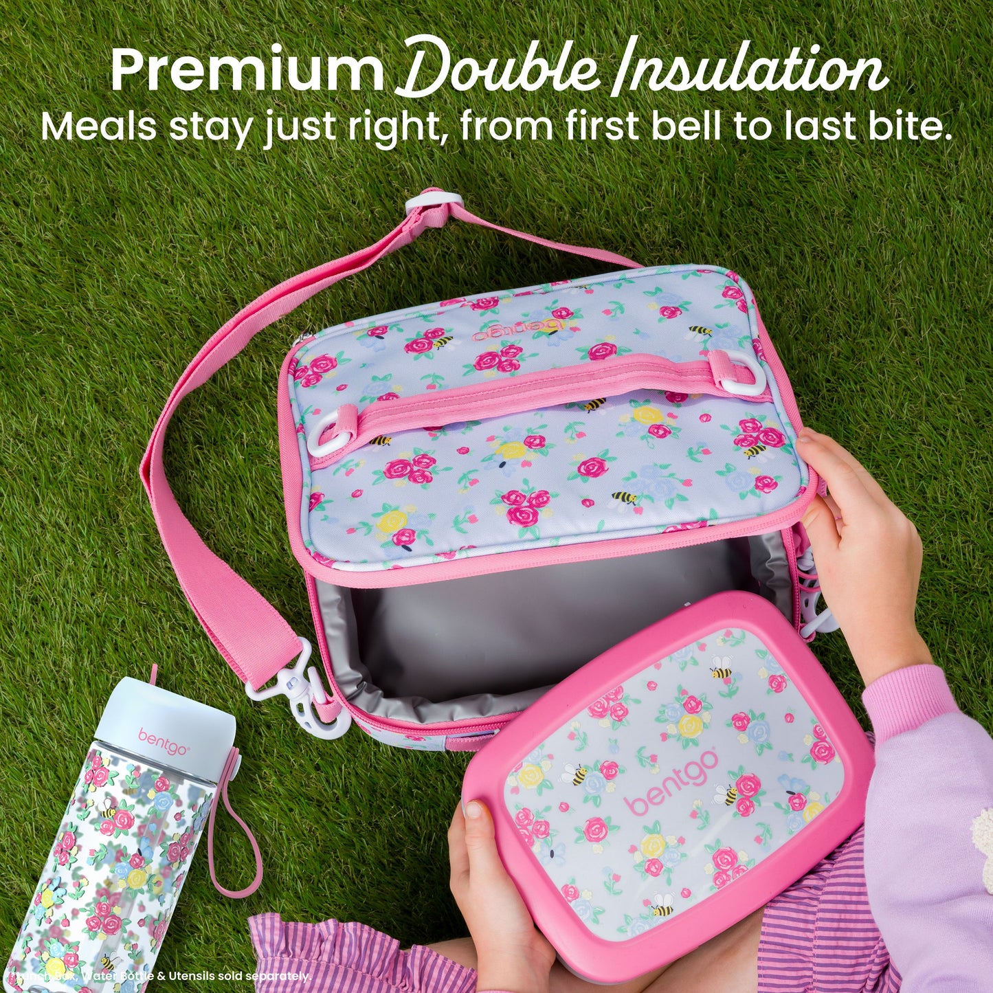 Bentgo Kids Prints Lunch Bag - Blooming Floral | Premium Double Insulation - Meals Stay Just Right, From First Bell To Last Bite